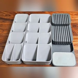 Joseph Joseph 3 piece compact Kitchen utensil, silverware, knife organizers gray